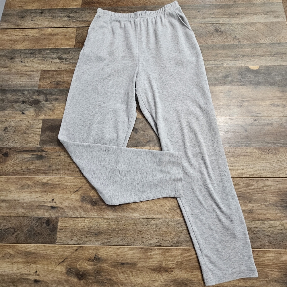 Lands' End Gray Cotton Sweatpants Elastic Waist Relaxed Lounge Pants Medium